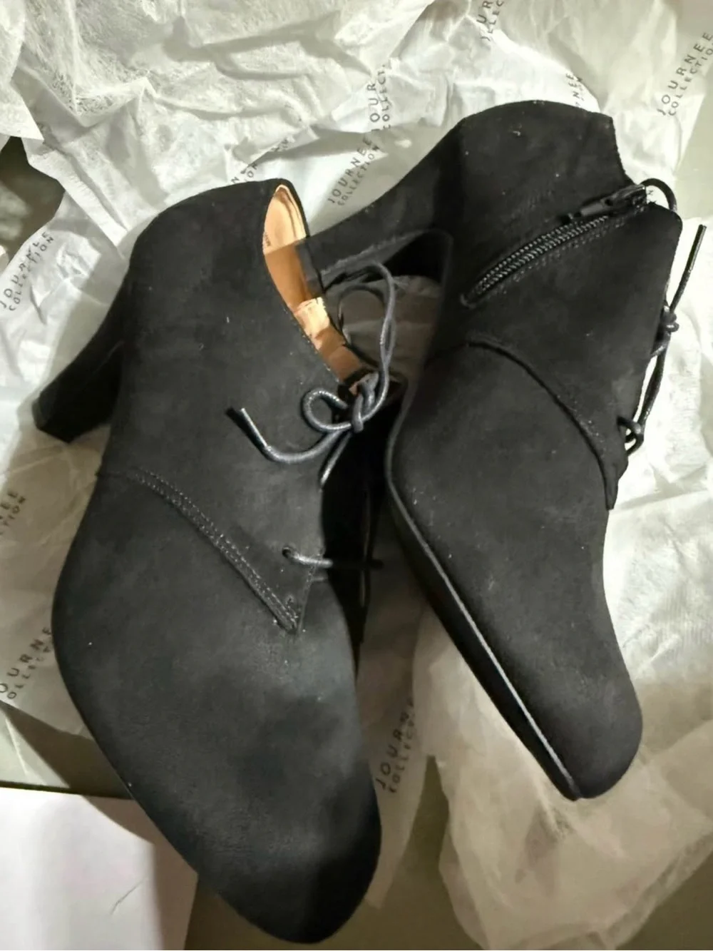 Journee Collection Black Lace-Up Ankle Booties size 11 Woman NWT